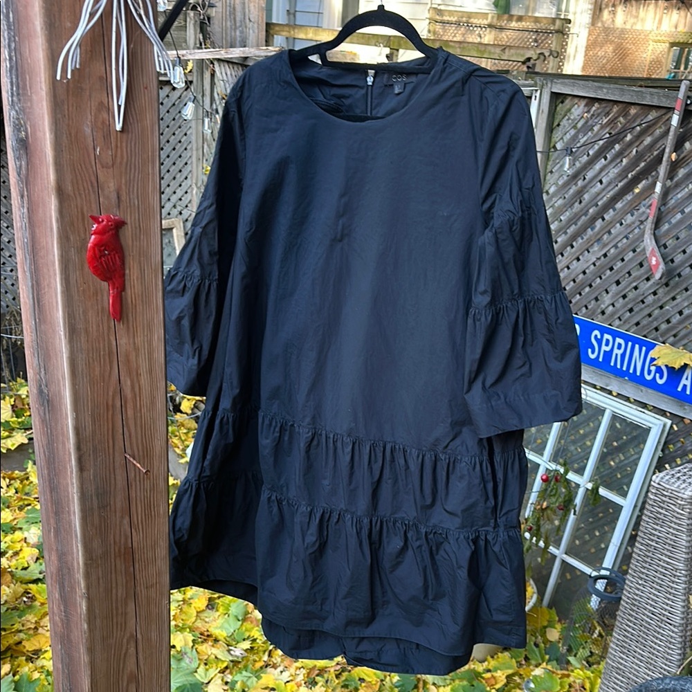 Black Ruffled Dress Cos size 12 Cotton